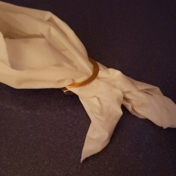 2 Vintage Scarf Clips - MOP Faux Cameo on Coral and Contemporary Gold tone - Picture 7 of 7